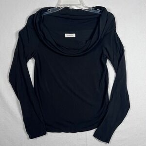 Babaton‎ by Aritzia Black Streamline Top LG Long Sleeve Off the Shoulder